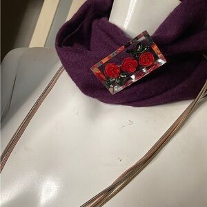 Vintage lucite block with died flowers brooch